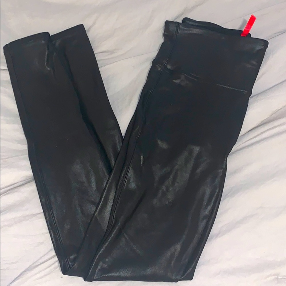 NWOT BLACK SPANX LEATHER LEGGINGS